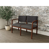 Lenox Wood Waiting Reception 2 Seat Tandem Seating Wood Frame No Center Arm