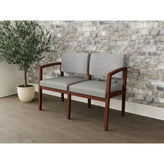 Lenox Wood Waiting Reception 2 Seat Tandem Seating Wood Frame No Center Arm