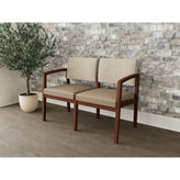 Lenox Wood Waiting Reception 2 Seat Tandem Seating Wood Frame No Center Arm
