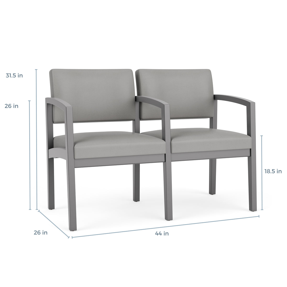 Lenox Wood Waiting Reception 2 Seat Tandem Seating Wood Frame