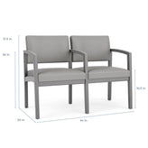 Lenox Wood Waiting Reception 2 Seat Tandem Seating Wood Frame