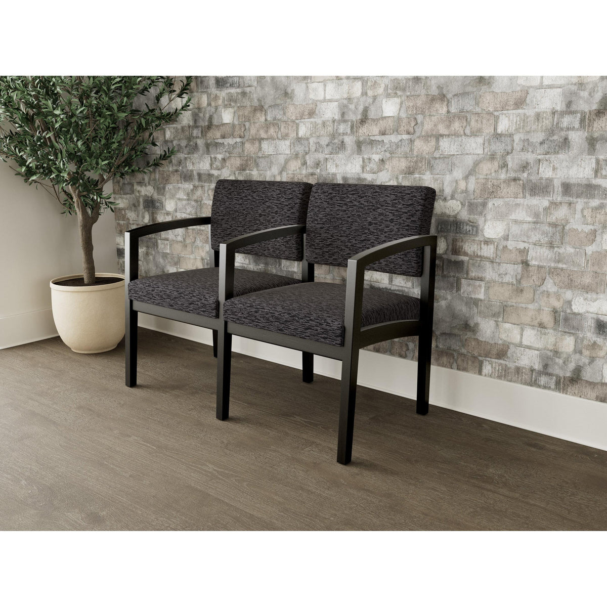 Lenox Wood Waiting Reception 2 Seat Tandem Seating Wood Frame