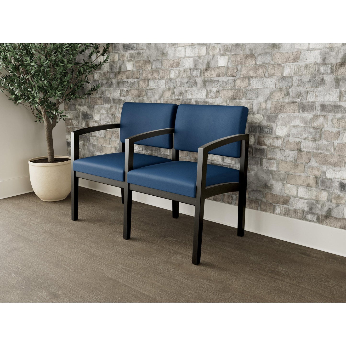 Lenox Wood Waiting Reception 2 Seat Tandem Seating Wood Frame