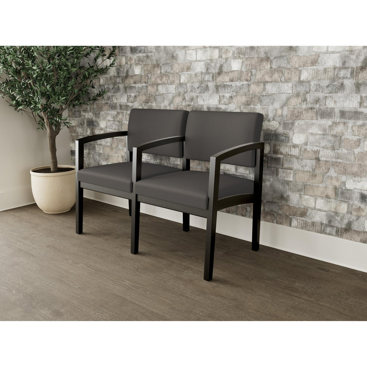 Lenox Wood Waiting Reception 2 Seat Tandem Seating Wood Frame