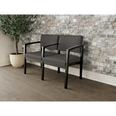 Lenox Wood Waiting Reception 2 Seat Tandem Seating Wood Frame