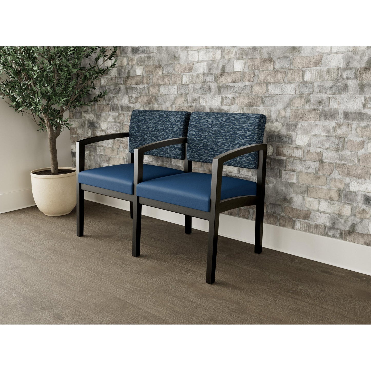 Lenox Wood Waiting Reception 2 Seat Tandem Seating Wood Frame