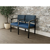 Lenox Wood Waiting Reception 2 Seat Tandem Seating Wood Frame