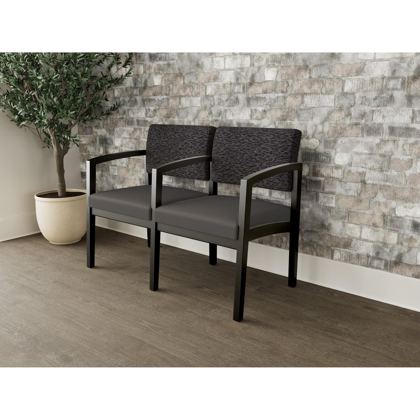 Lenox Wood Waiting Reception 2 Seat Tandem Seating Wood Frame