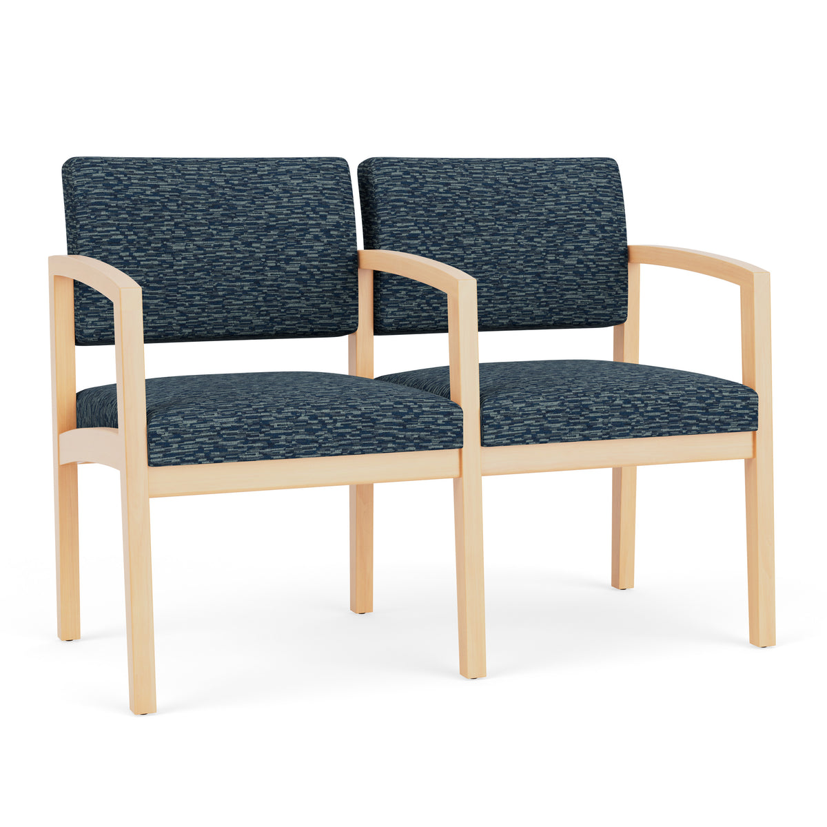 Lenox Wood Waiting Reception 2 Seat Tandem Seating Wood Frame