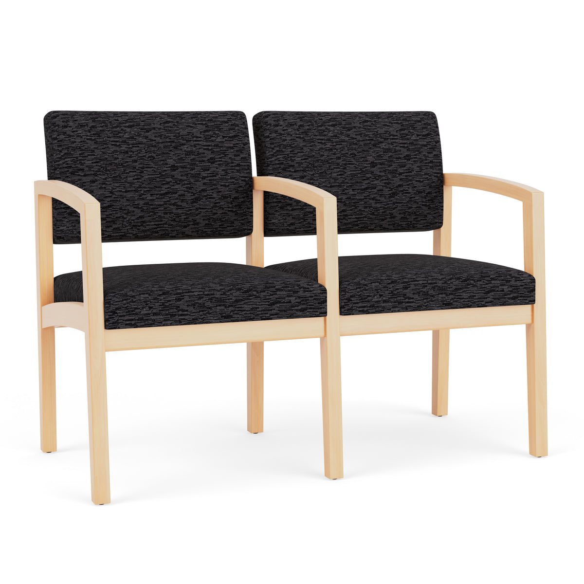 Lenox Wood Waiting Reception 2 Seat Tandem Seating Wood Frame