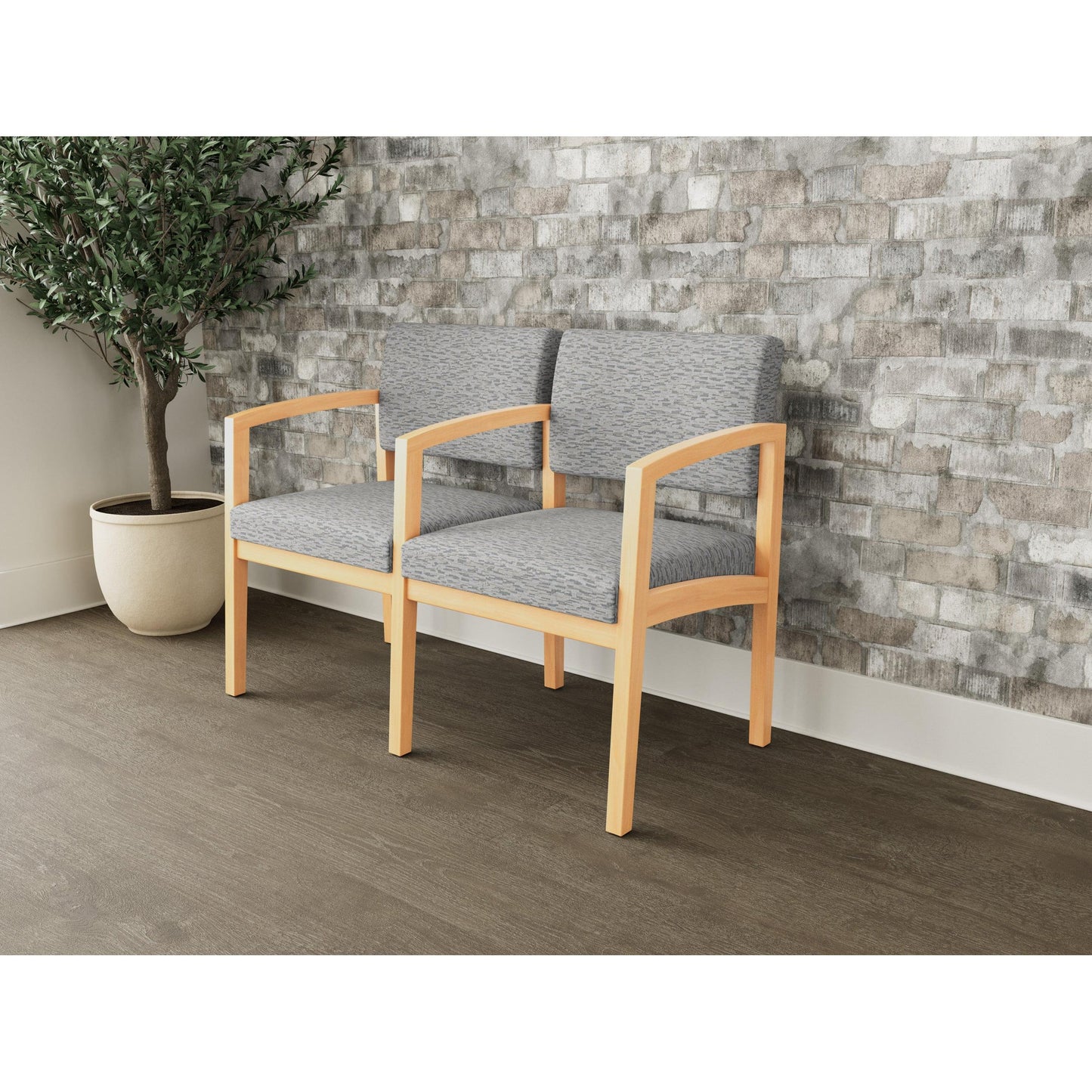 Lenox Wood Waiting Reception 2 Seat Tandem Seating Wood Frame