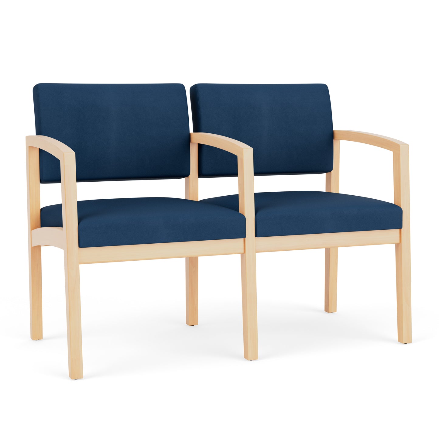 Lenox Wood Waiting Reception 2 Seat Tandem Seating Wood Frame