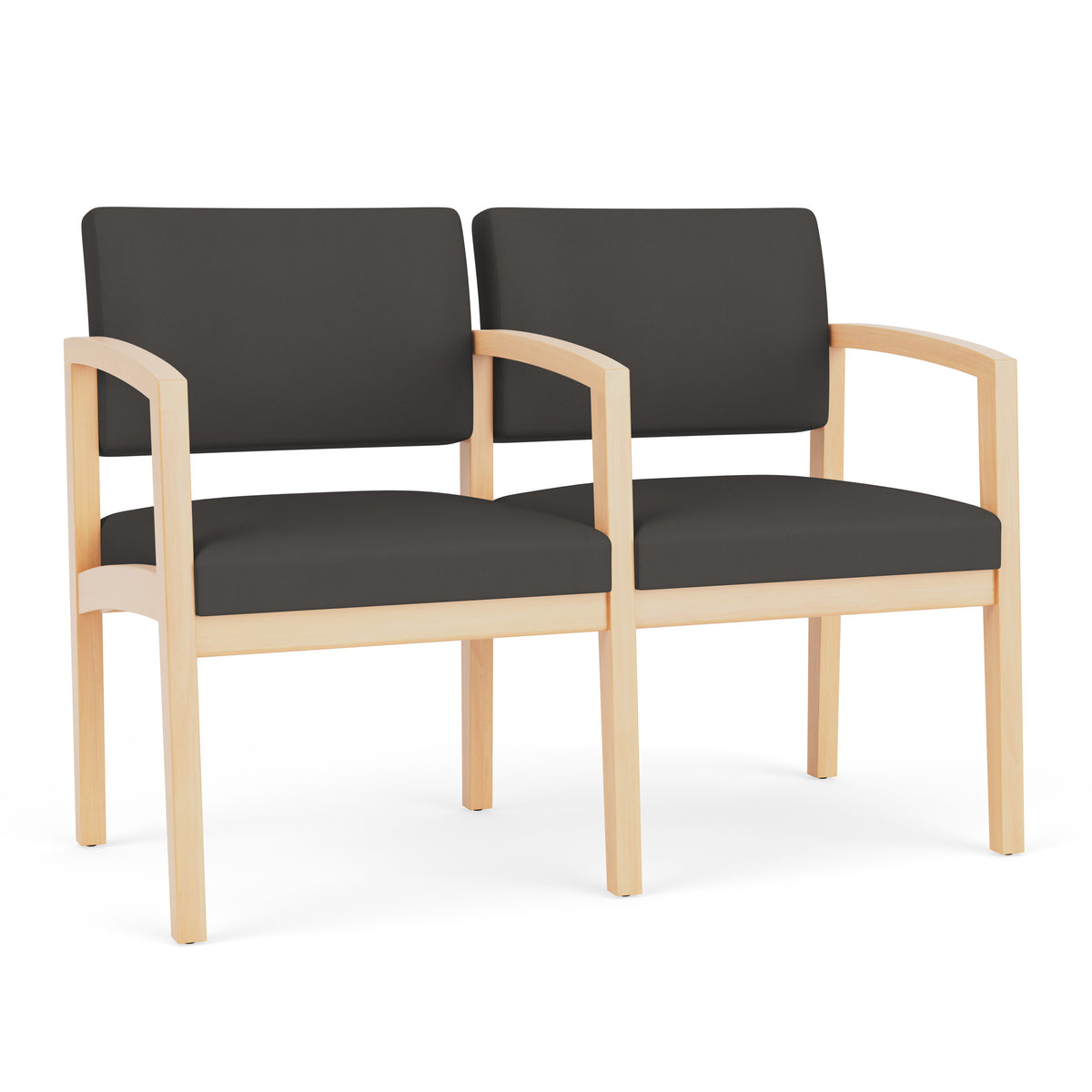 Lenox Wood Waiting Reception 2 Seat Tandem Seating Wood Frame