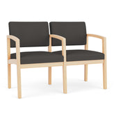 Lenox Wood Waiting Reception 2 Seat Tandem Seating Wood Frame