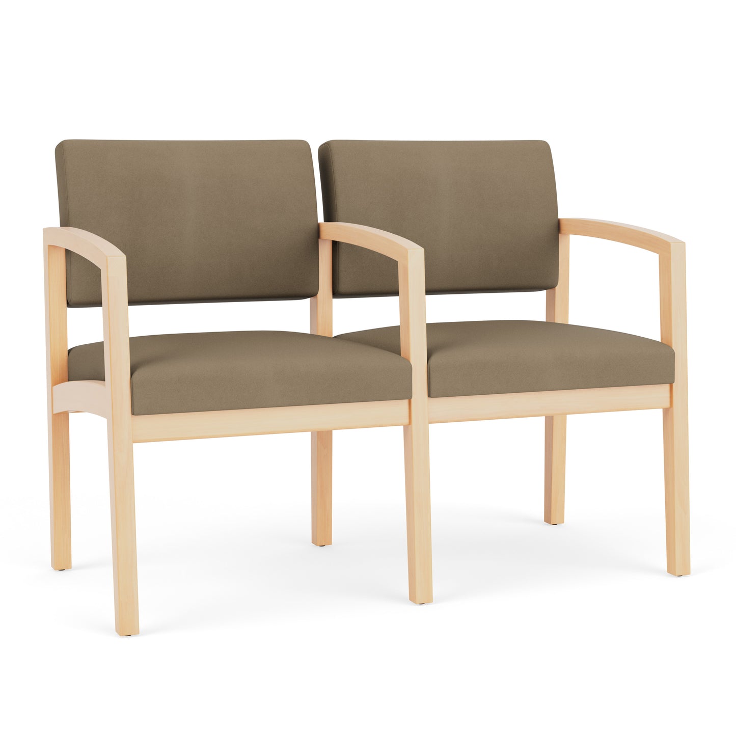 Lenox Wood Waiting Reception 2 Seat Tandem Seating Wood Frame