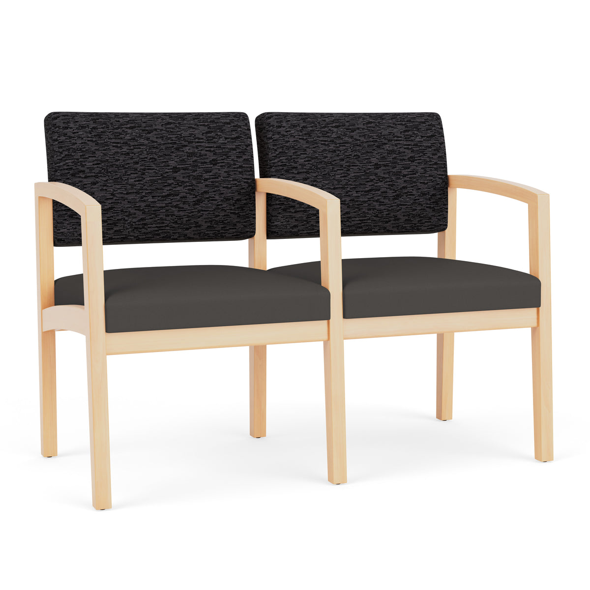 Lenox Wood Waiting Reception 2 Seat Tandem Seating Wood Frame