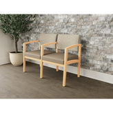 Lenox Wood Waiting Reception 2 Seat Tandem Seating Wood Frame
