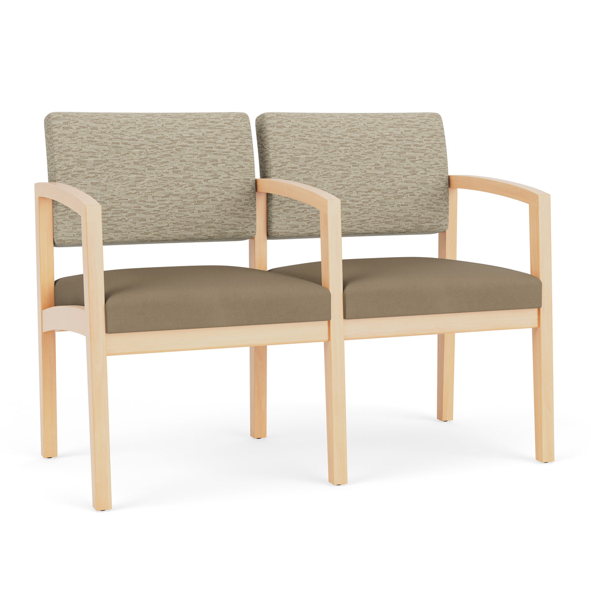 Lenox Wood Waiting Reception 2 Seat Tandem Seating Wood Frame