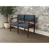 Lenox Wood Waiting Reception 2 Seat Tandem Seating Wood Frame