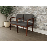 Lenox Wood Waiting Reception 2 Seat Tandem Seating Wood Frame
