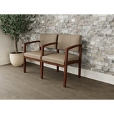 Lenox Wood Waiting Reception 2 Seat Tandem Seating Wood Frame