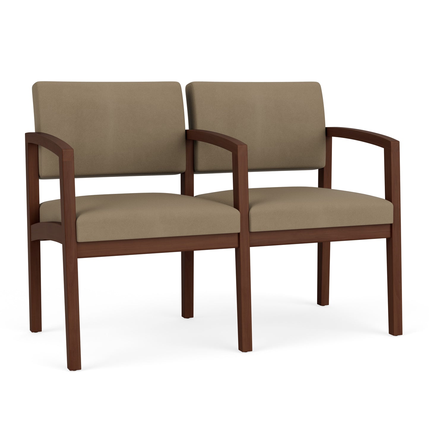 Lenox Wood Waiting Reception 2 Seat Tandem Seating Wood Frame