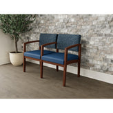 Lenox Wood Waiting Reception 2 Seat Tandem Seating Wood Frame