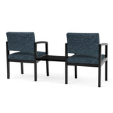 Lenox Wood Waiting Reception 2 Chairs Wood Frame with Black Laminate Connecting Center Table