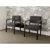 Lenox Wood Waiting Reception 2 Chairs Wood Frame with Black Laminate Connecting Center Table