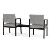 Lenox Wood Waiting Reception 2 Chairs Wood Frame with Black Laminate Connecting Center Table