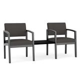 Lenox Wood Waiting Reception 2 Chairs Wood Frame with Black Laminate Connecting Center Table