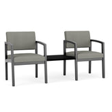 Lenox Wood Waiting Reception 2 Chairs Wood Frame with Black Laminate Connecting Center Table