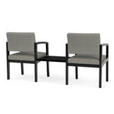 Lenox Wood Waiting Reception 2 Chairs Wood Frame with Black Laminate Connecting Center Table
