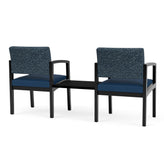 Lenox Wood Waiting Reception 2 Chairs Wood Frame with Black Laminate Connecting Center Table