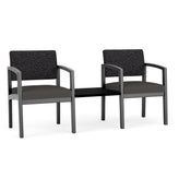 Lenox Wood Waiting Reception 2 Chairs Wood Frame with Black Laminate Connecting Center Table
