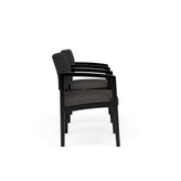 Lenox Wood Waiting Reception 2 Chairs Wood Frame with Black Laminate Connecting Center Table