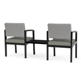 Lenox Wood Waiting Reception 2 Chairs Wood Frame with Black Laminate Connecting Center Table