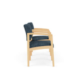 Lenox Wood Waiting Reception 2 Chairs Wood Frame with Black Laminate Connecting Center Table