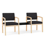 Lenox Wood Waiting Reception 2 Chairs Wood Frame with Black Laminate Connecting Center Table