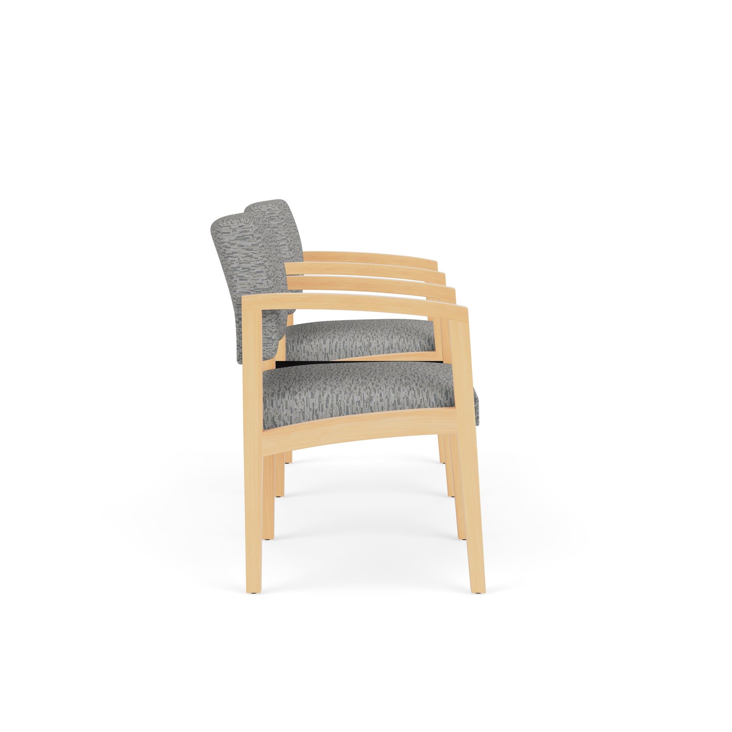 Lenox Wood Waiting Reception 2 Chairs Wood Frame with Black Laminate Connecting Center Table