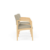 Lenox Wood Waiting Reception 2 Chairs Wood Frame with Black Laminate Connecting Center Table