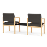 Lenox Wood Waiting Reception 2 Chairs Wood Frame with Black Laminate Connecting Center Table