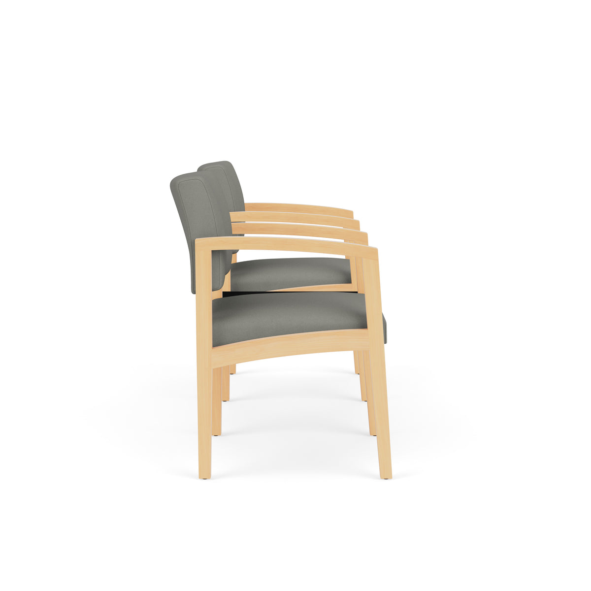 Lenox Wood Waiting Reception 2 Chairs Wood Frame with Black Laminate Connecting Center Table