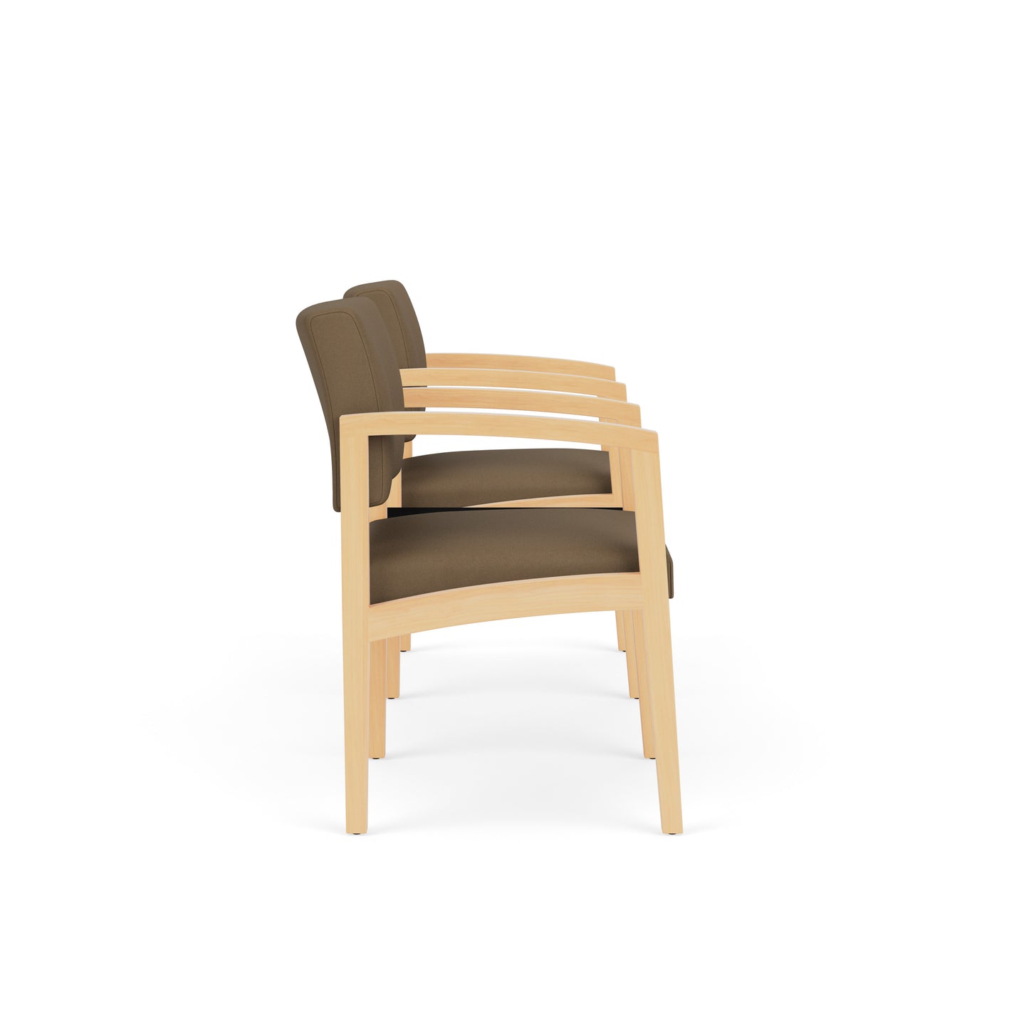 Lenox Wood Waiting Reception 2 Chairs Wood Frame with Black Laminate Connecting Center Table