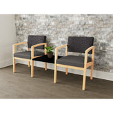 Lenox Wood Waiting Reception 2 Chairs Wood Frame with Black Laminate Connecting Center Table