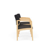 Lenox Wood Waiting Reception 2 Chairs Wood Frame with Black Laminate Connecting Center Table