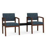 Lenox Wood Waiting Reception 2 Chairs Wood Frame with Black Laminate Connecting Center Table