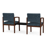 Lenox Wood Waiting Reception 2 Chairs Wood Frame with Black Laminate Connecting Center Table