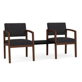 Lenox Wood Waiting Reception 2 Chairs Wood Frame with Black Laminate Connecting Center Table