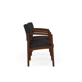 Lenox Wood Waiting Reception 2 Chairs Wood Frame with Black Laminate Connecting Center Table